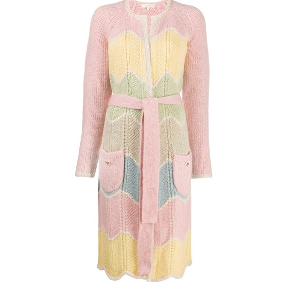LoveShackFancy Pastel Chunky Knit Long Cardigan - Picture 1 of 14